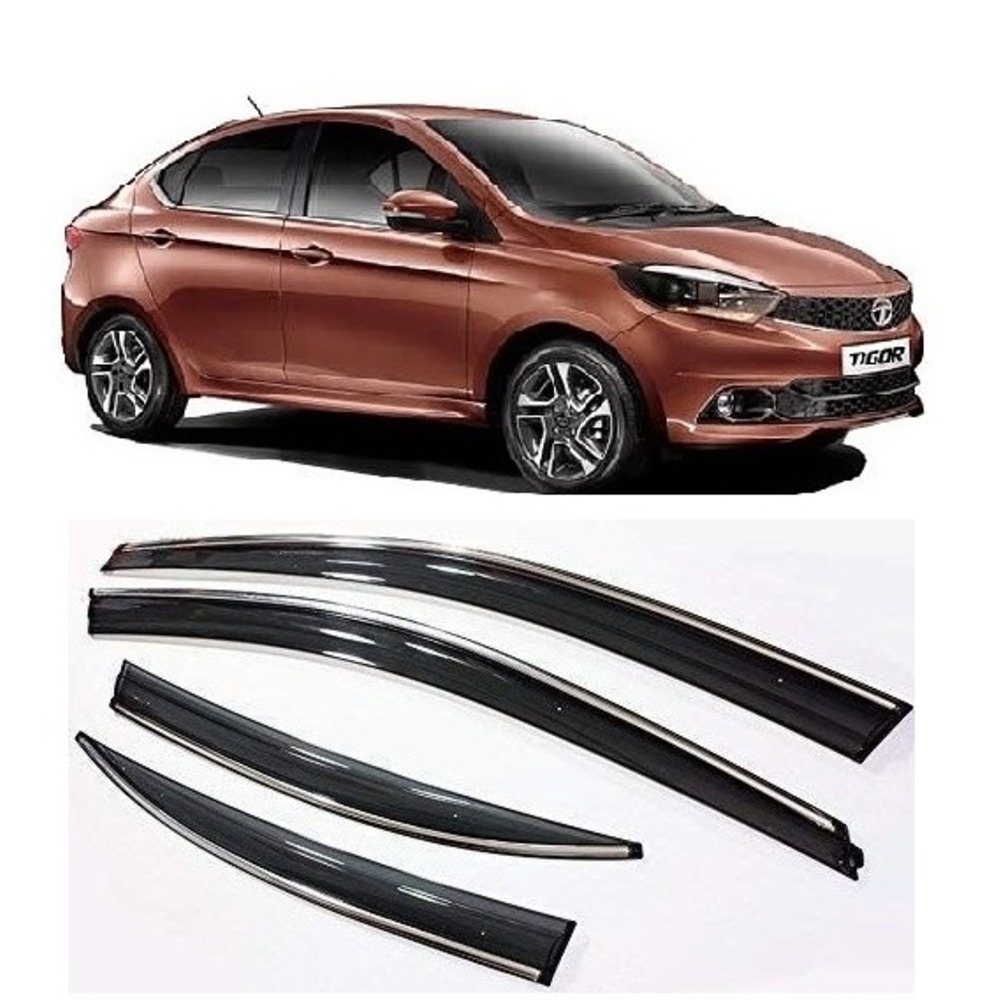 rain window door visor wind deflectors and sunshield protectors For Tigor - black